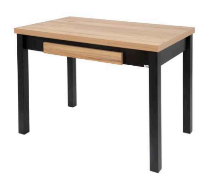 Mesa 320-M con encimera Roble Etna y patas metálicas en color negro.