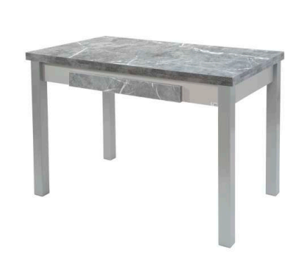 Mesa 320-M con encimera Marble Black laminado efecto mármol y patas metálicas color plata.