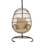 Sillón colgante de ratán sintético con base y cojines 92x66x119 cm