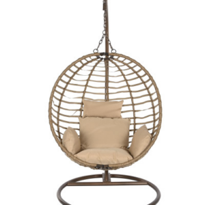 Sillón colgante de ratán sintético con base y cojines 107x105x108 cm
