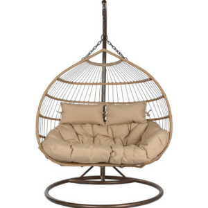 Sillón colgante ratán sintético con base en ambiente