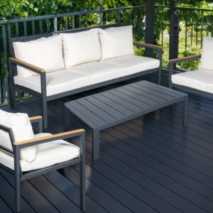 Conjunto De Jardín En Aluminio Antracita 4 Piezas