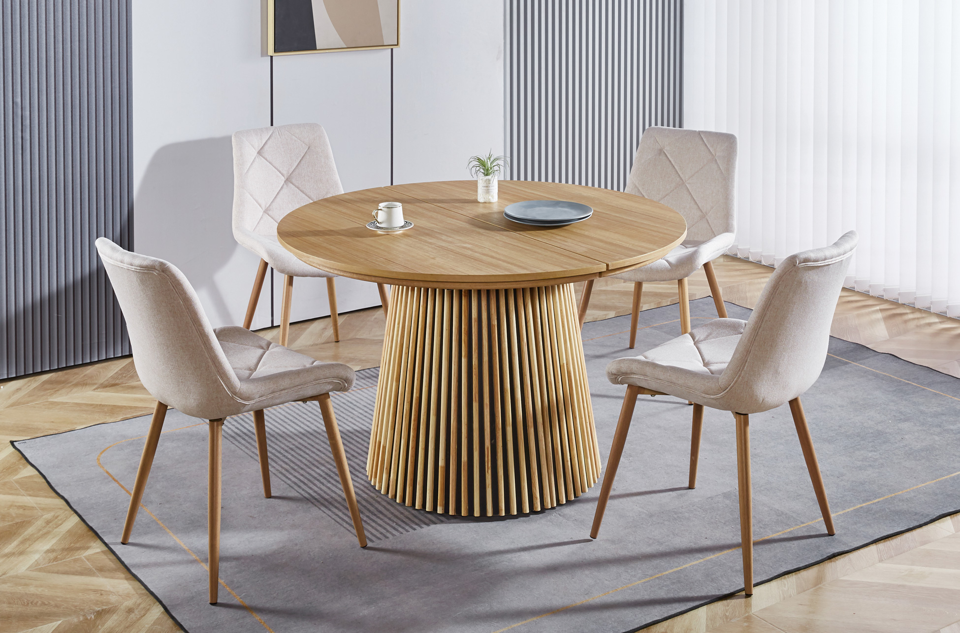 Mesa de comedor redonda extensible 120cm - Imagen 2