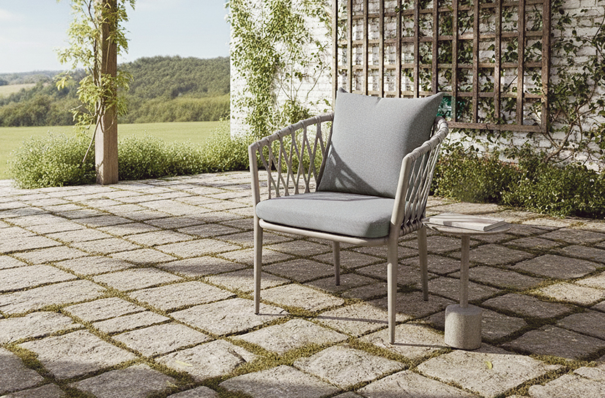 Silla de exterior en aluminio con respaldo económica