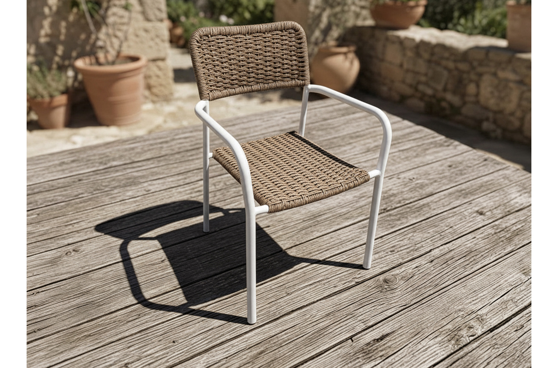 Silla de exterior en aluminio con respaldo económica