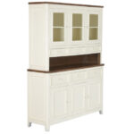 Vitrina de comedor Artisa muebles en tono crema con parte superior acristalada y detalles en madera natural