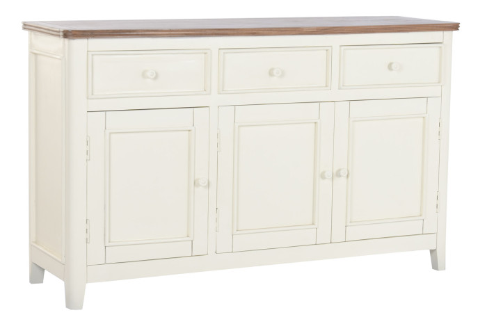 Aparador de comedor Artisa muebles en color crema con encimera de madera natural y cajones amplios