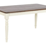 Mesa de comedor Artisa muebles en acabado crema con sobre de madera natural estilo clásico renovado