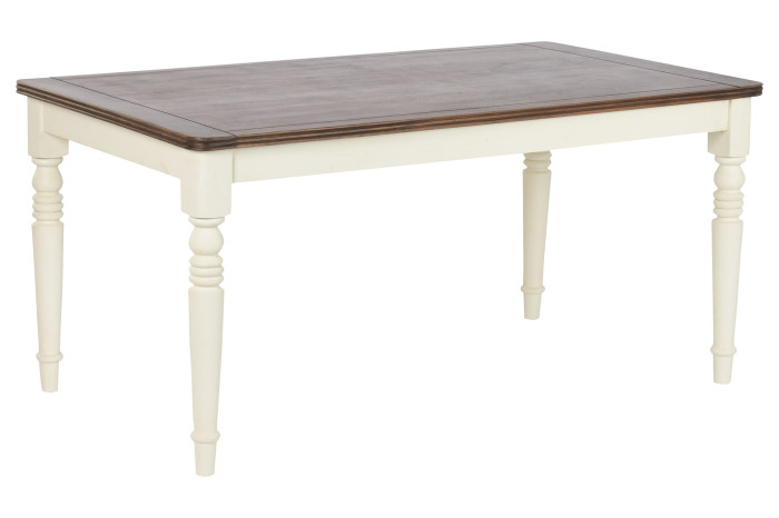 Mesa de comedor Artisa muebles en acabado crema con sobre de madera natural estilo clásico renovado