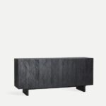 Aparador negro de diseño Kodu Home Designer con relieve geométrico disponible en Artisa muebles para salón