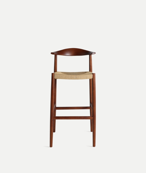 Taburete alto moderno de madera con asiento tapizado beige, estilo elegante y funcional para cocina o barra en espacios Artisa hogar