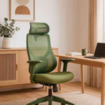 Silla de oficina ergonómica con respaldo transpirable, regulación de altura y ruedas silenciosas