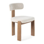 Silla de comedor con estructura de madera y asiento tapizado disponible en varios acabados, diseño moderno y cómodo