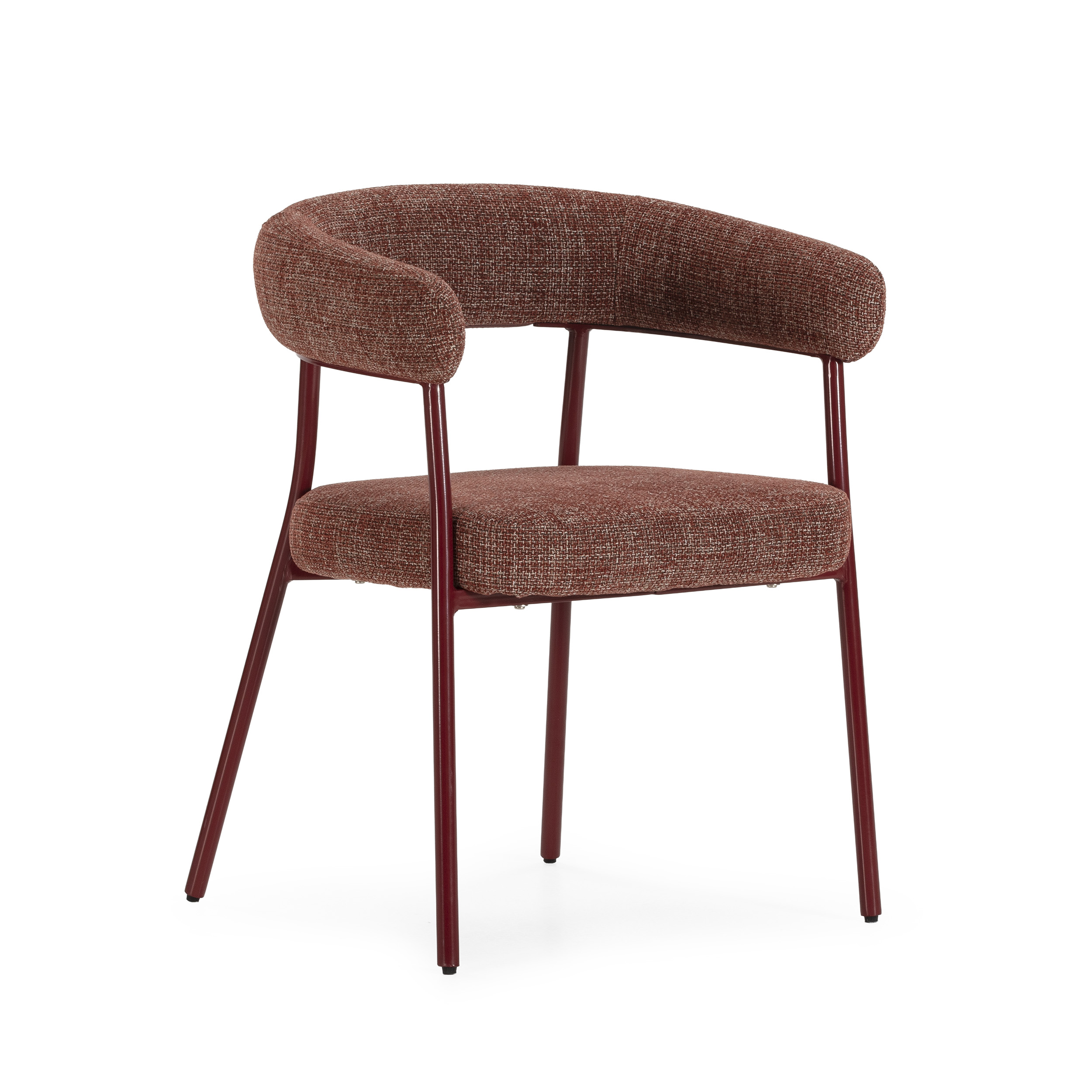 Silla de comedor con patas metálicas y asiento tapizado disponible en varios acabados, diseño moderno y cómodo