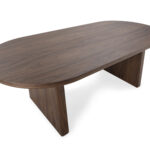 Mesa de centro ovalada de diseño moderno, disponible en tres acabados, ideal para salón por su estilo elegante y funcional.