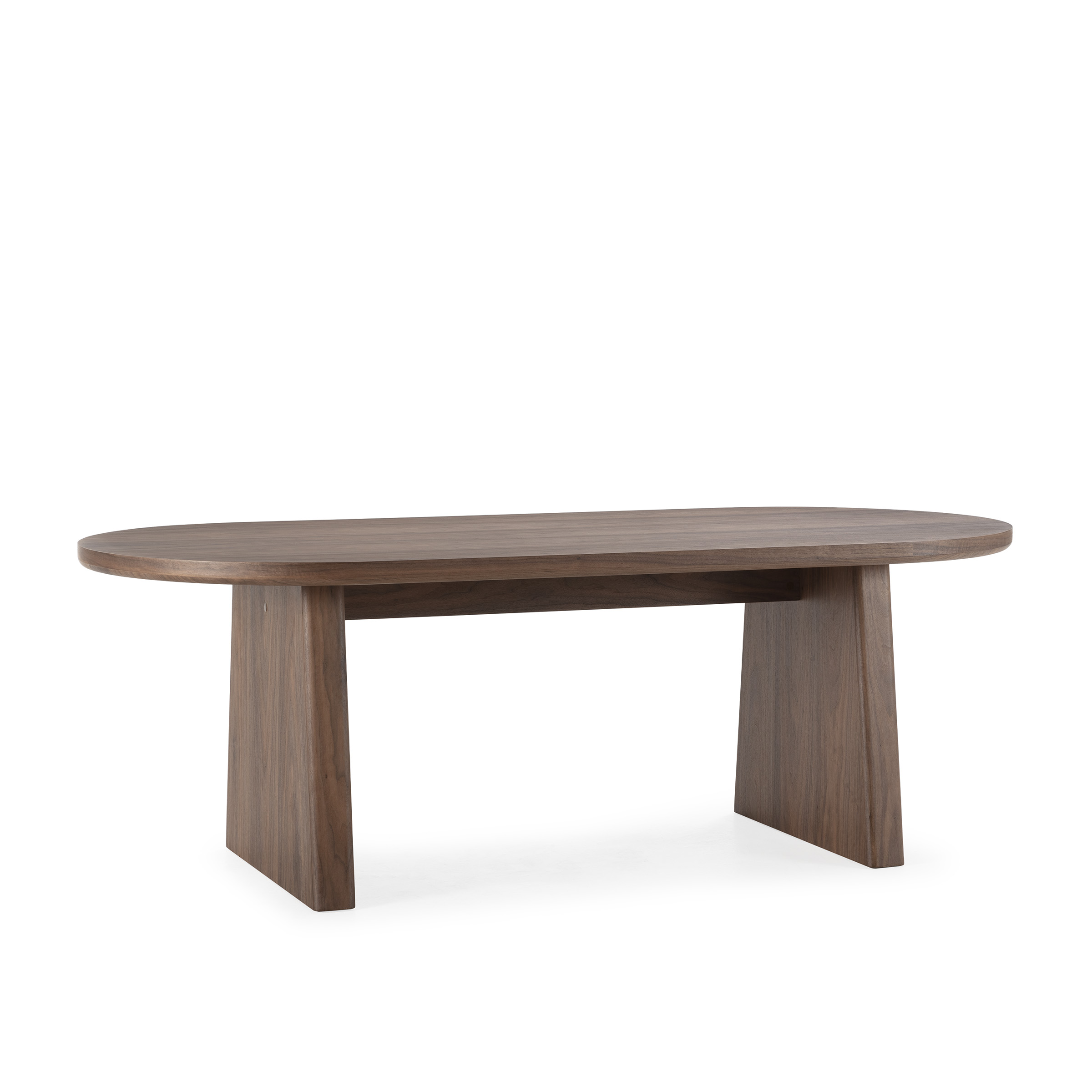 Mesa de centro ovalada de diseño moderno, disponible en tres acabados, ideal para salón por su estilo elegante y funcional.