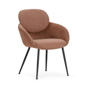 Silla de comedor con patas metálicas y asiento tapizado disponible en varios acabados, diseño moderno y cómodo