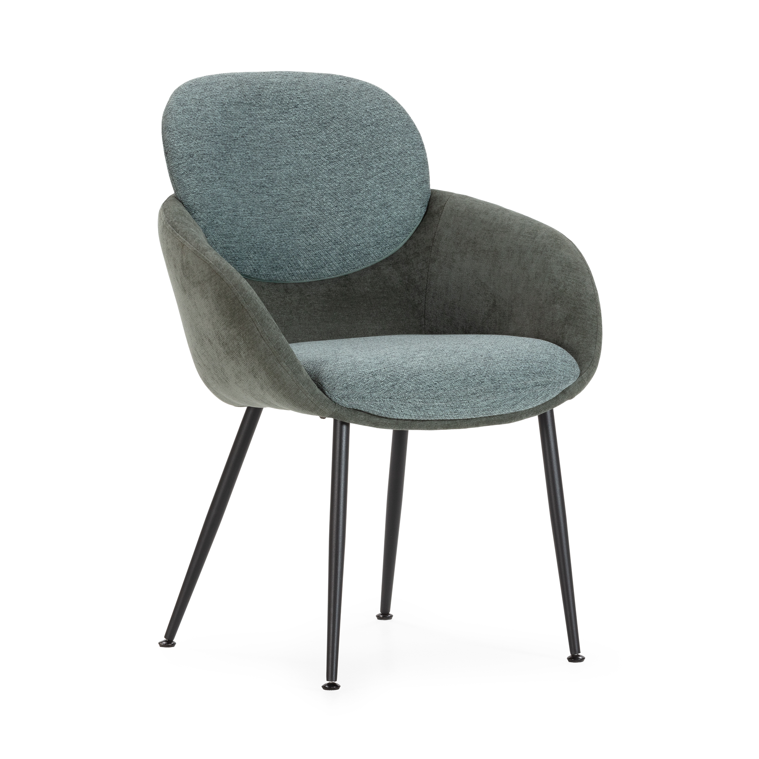 Silla de comedor con patas metálicas y asiento tapizado disponible en varios acabados, diseño moderno y cómodo