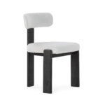 Silla de comedor con estructura de madera y asiento tapizado disponible en varios acabados, diseño moderno y cómodo
