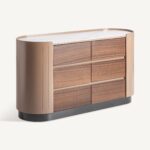 Conjunto de mesita de noche y cómoda para dormitorio moderno disponible en Artisa, muebles de estilo contemporáneo y líneas elegantes