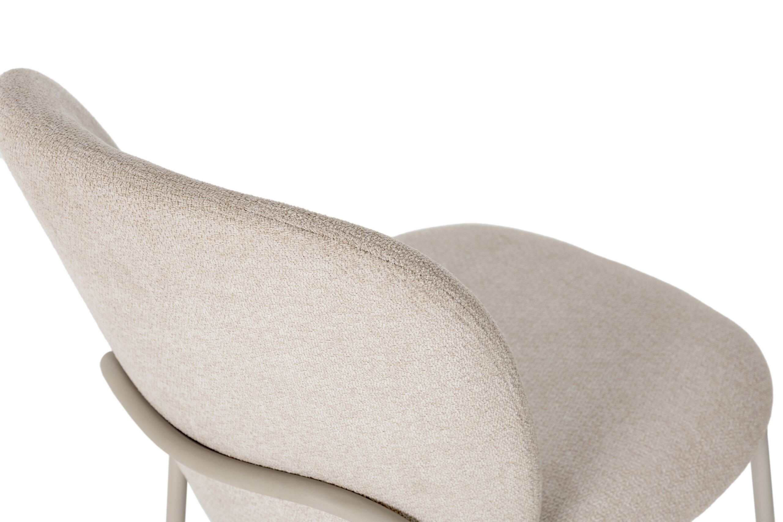 Silla comedor textil y estructura metálica en crema colección daia