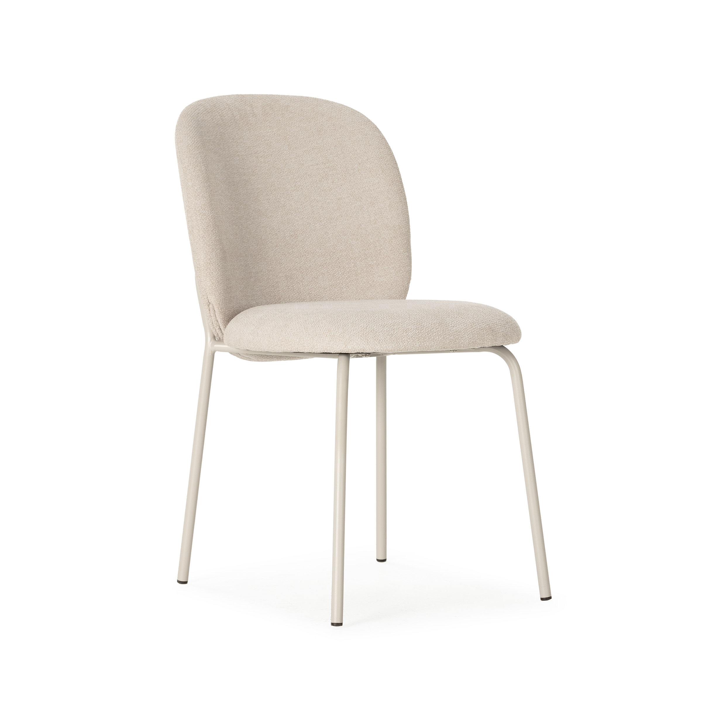 Silla comedor textil y estructura metálica en crema colección daia