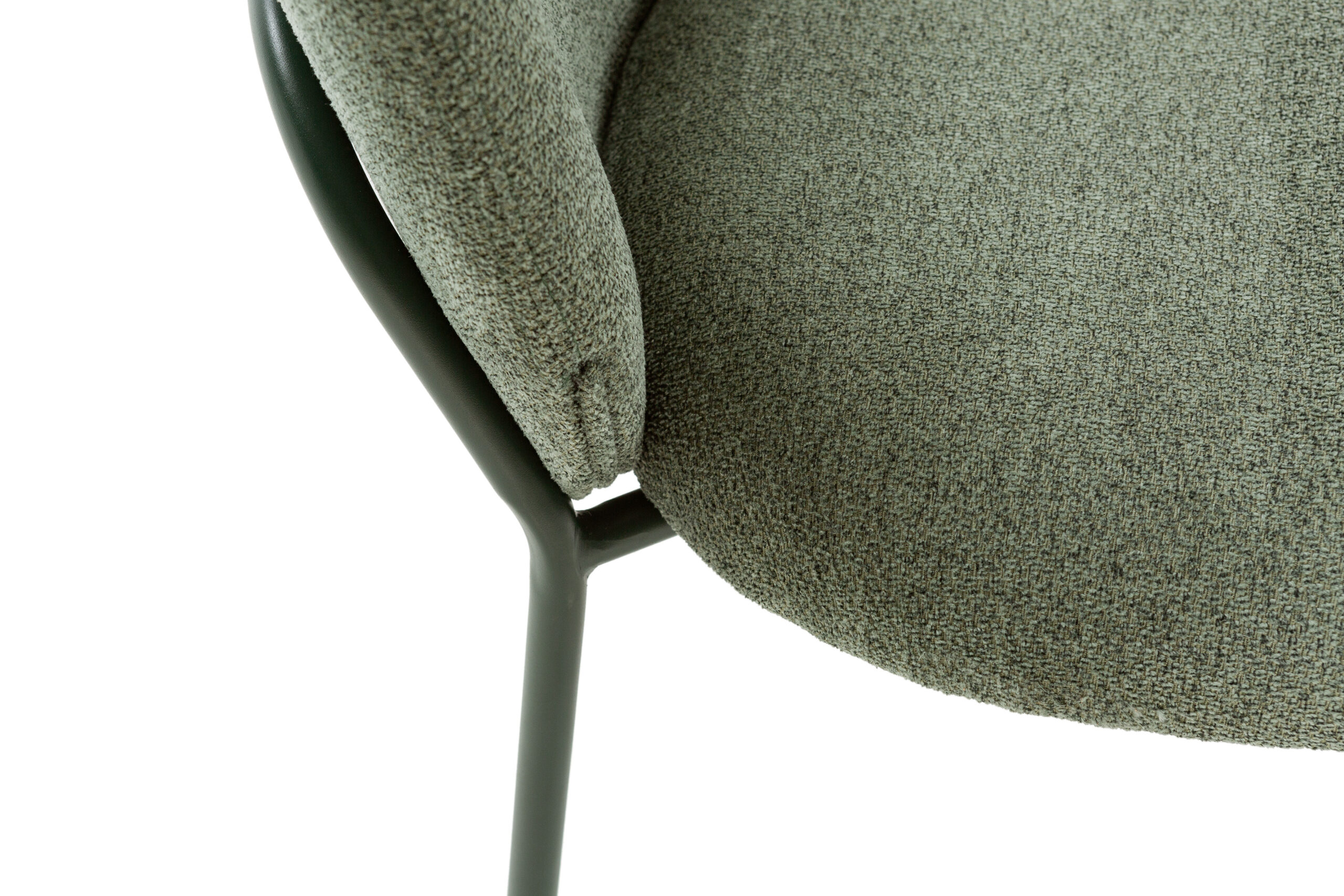 Silla comedor textil y estructura metálica en verde colección daia