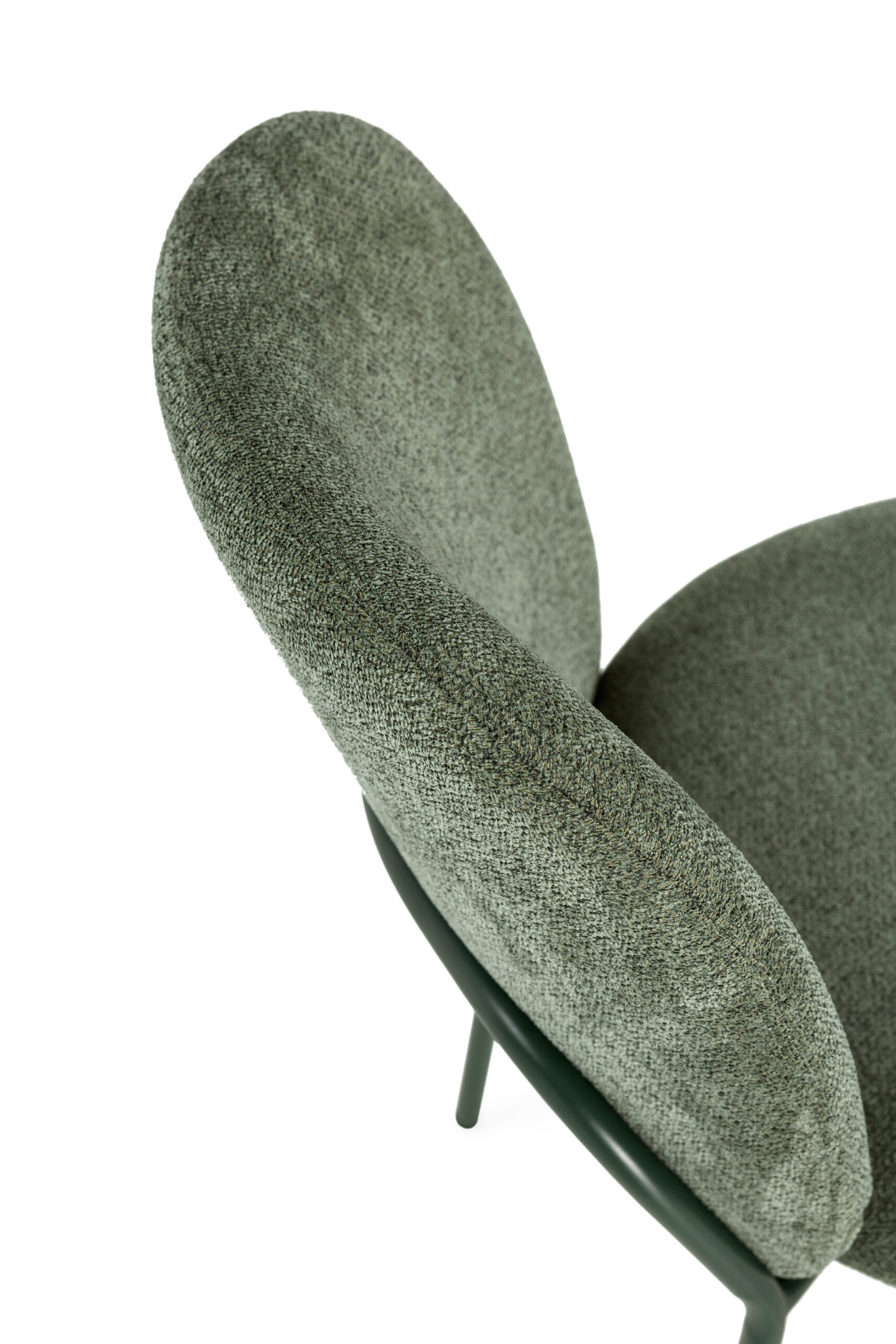 Silla comedor textil y estructura metálica en verde colección daia
