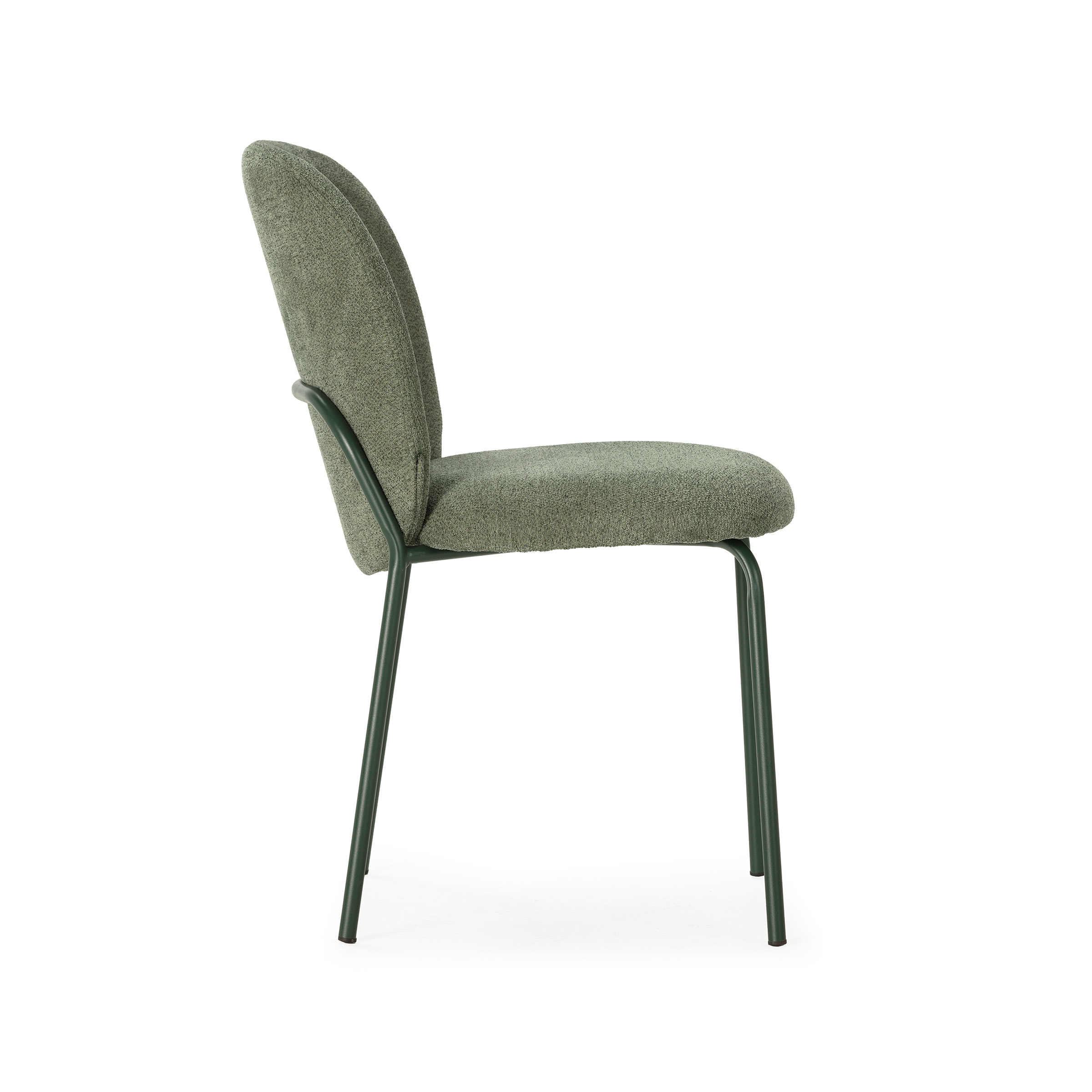 Silla comedor textil y estructura metálica en verde colección daia