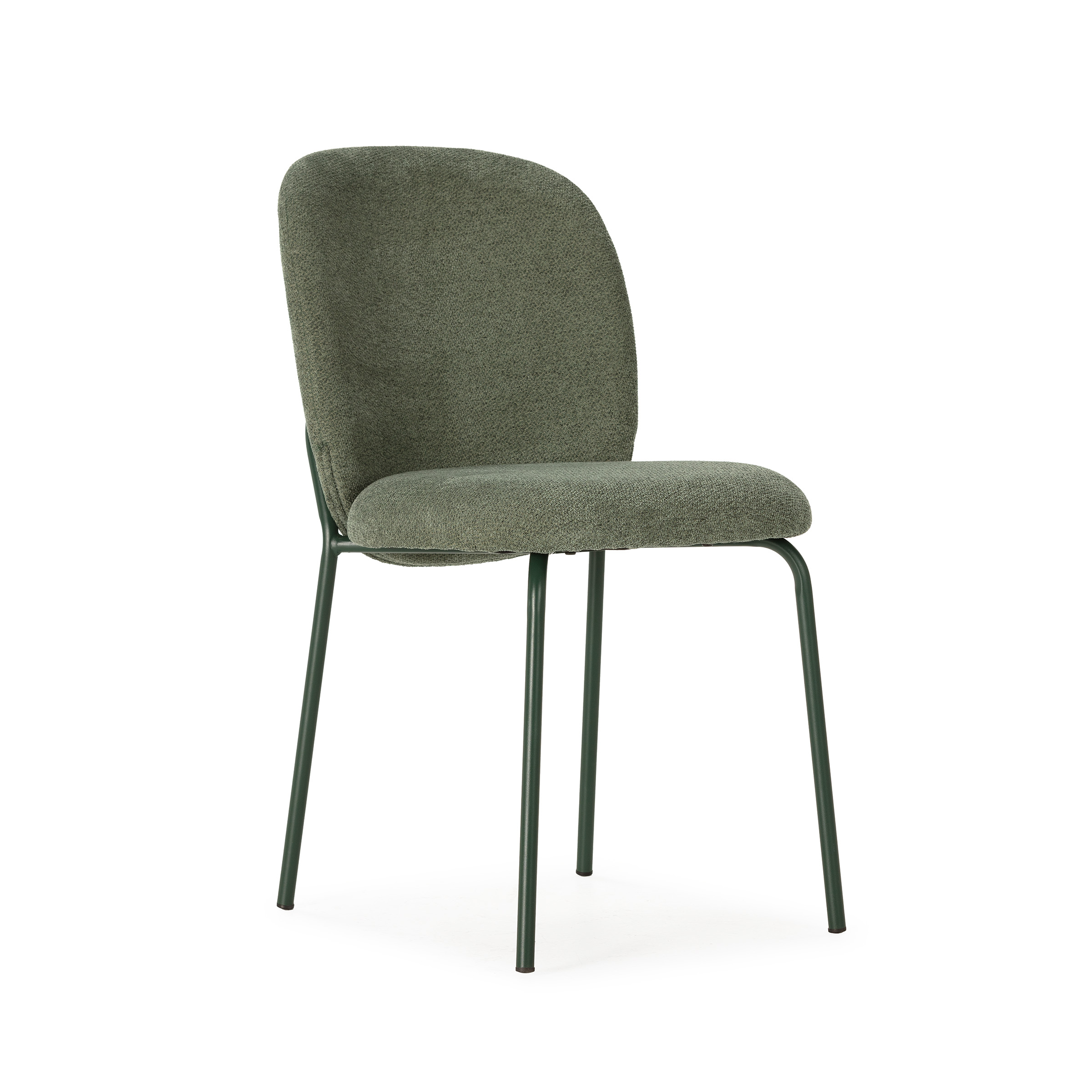 Silla comedor textil y estructura metálica en verde colección daia