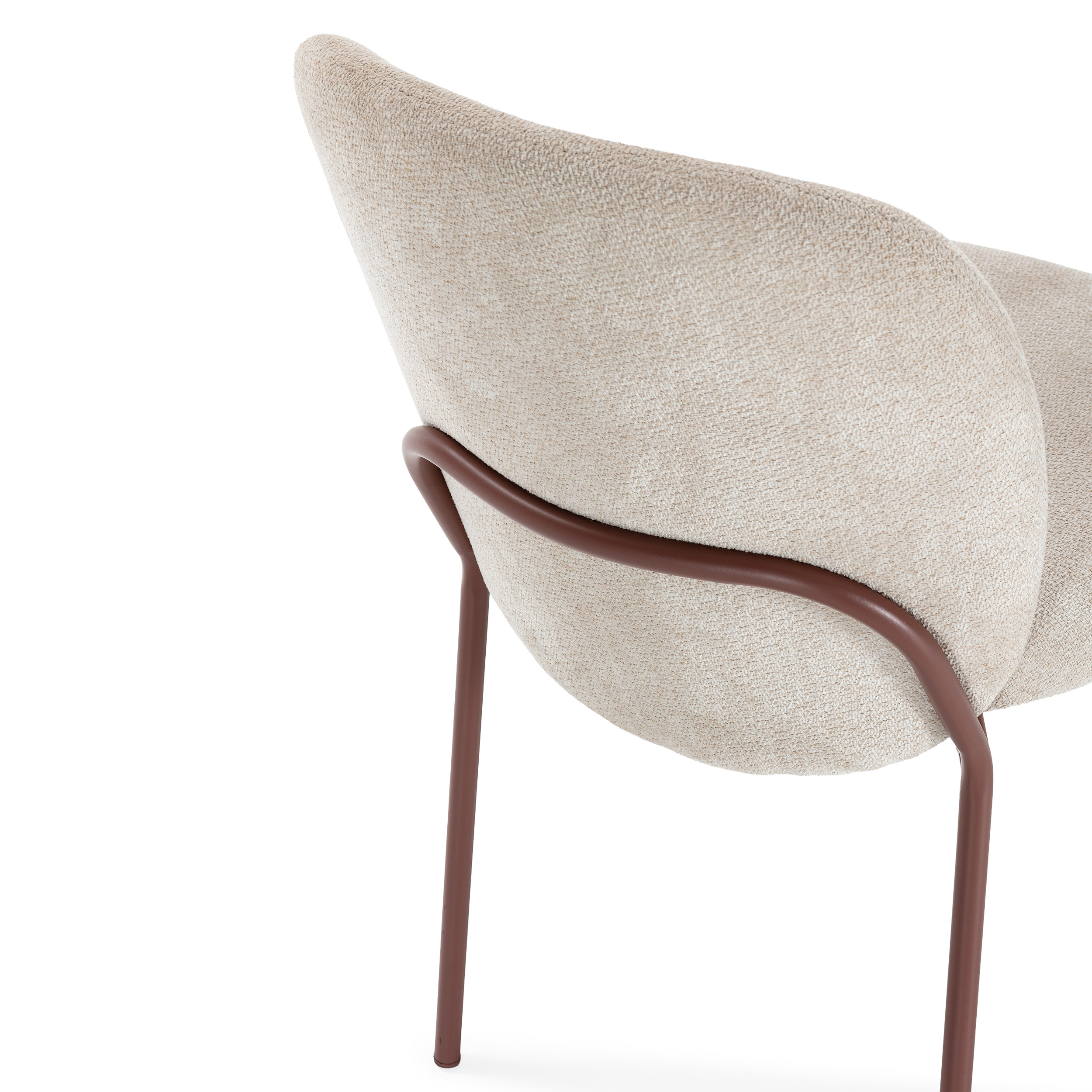 Silla comedor textil y estructura metálica en terracota colección daia