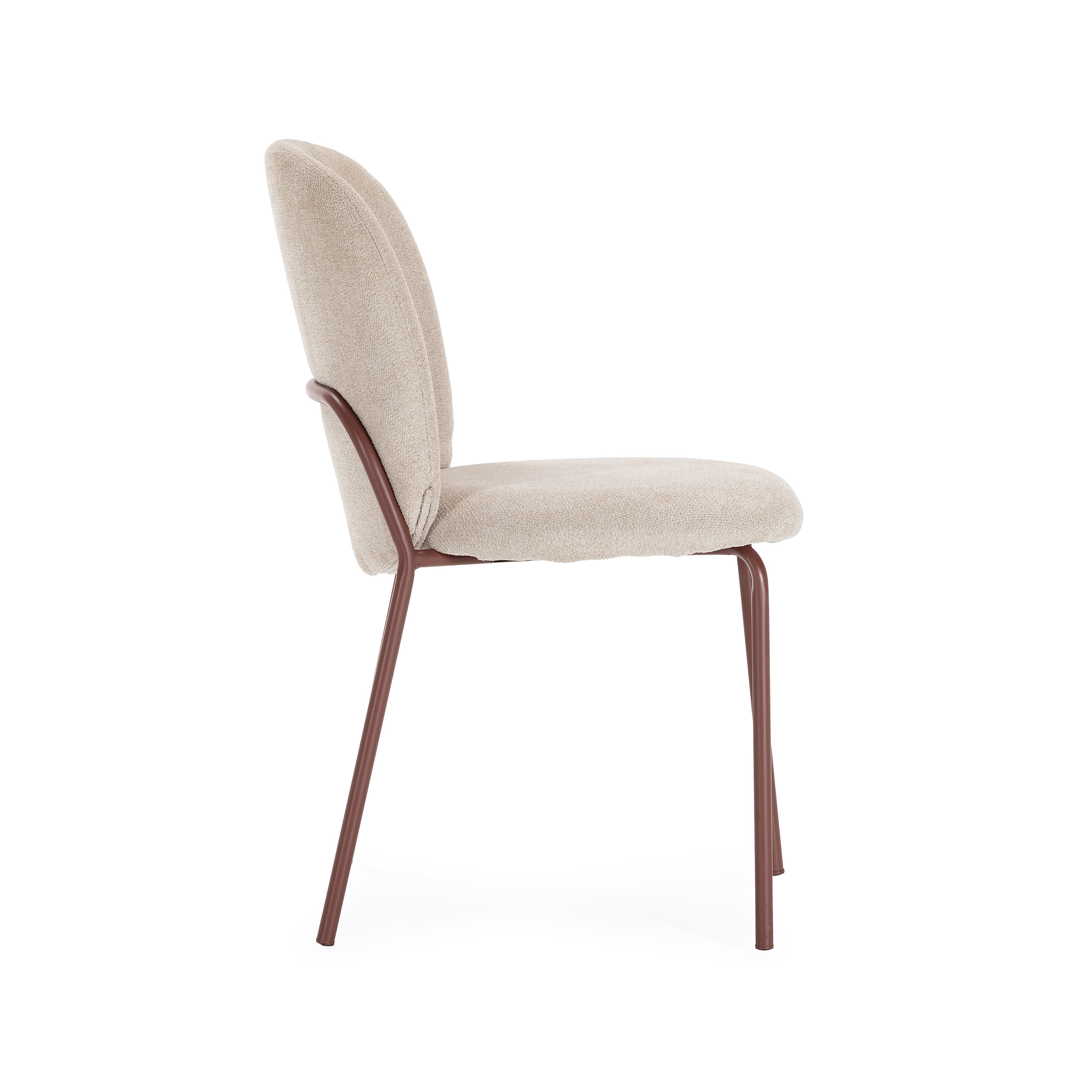 Silla comedor textil y estructura metálica en terracota colección daia