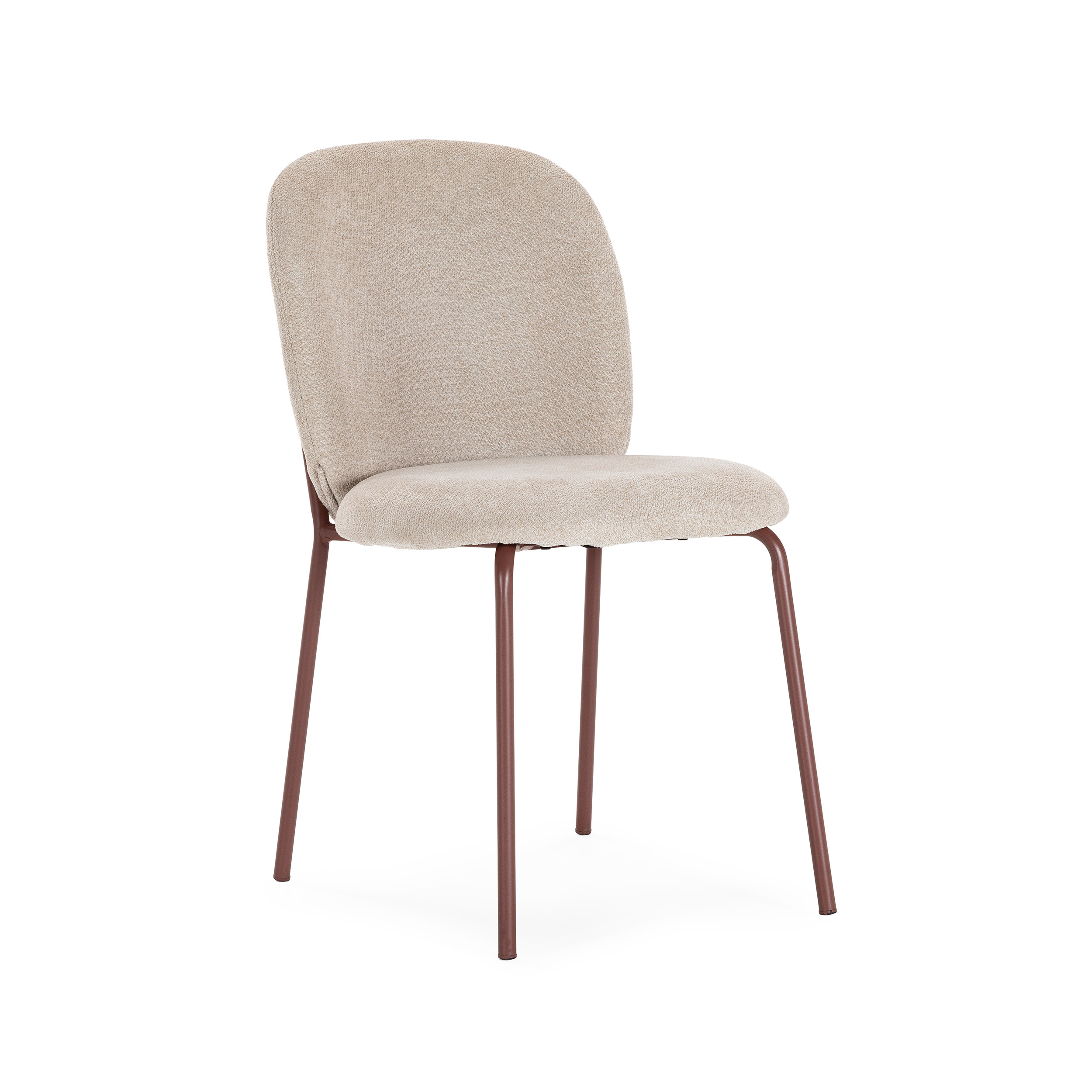Silla comedor textil y estructura metálica en terracota colección daia