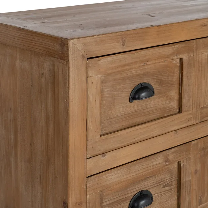 Cómoda de 6 cajones en madera tiradores metálicos en color negro