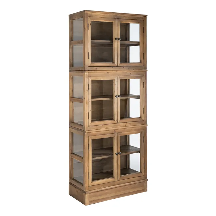 Vitrina modular disponible en 2 medidas en madera y zócalo