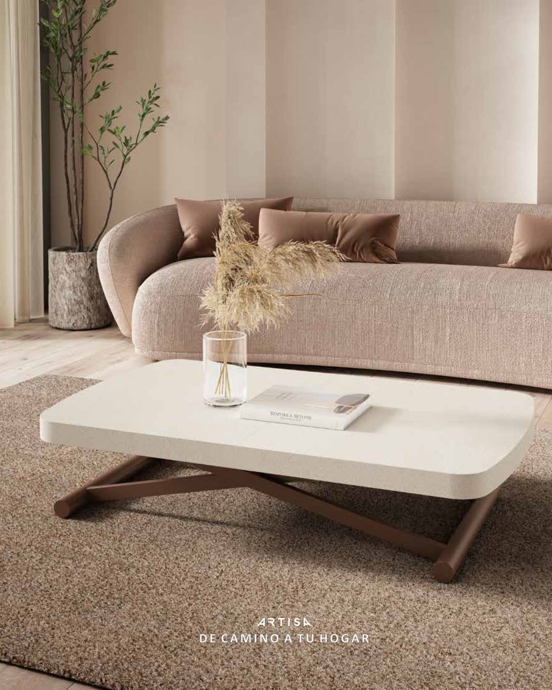 Mesa de comedor de fabricación española con acabados personalizables disponible en Artisa.