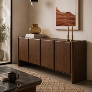 La colección Gio combina diseño contemporáneo, elegancia y funcionalidad para crear espacios únicos. Compuesta por mueble TV, aparadores de 3 y 4 puertas y aparador alto de 4 puertas, destaca por sus líneas limpias, gran capacidad de almacenamiento y acabados que aportan calidez y estilo a cualquier hogar. Una propuesta perfecta para quienes buscan un salón actual, práctico y lleno de personalidad.