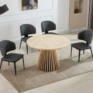 Mesa comedor redonda 120cm extensible hasta 200cm. Pata varillado