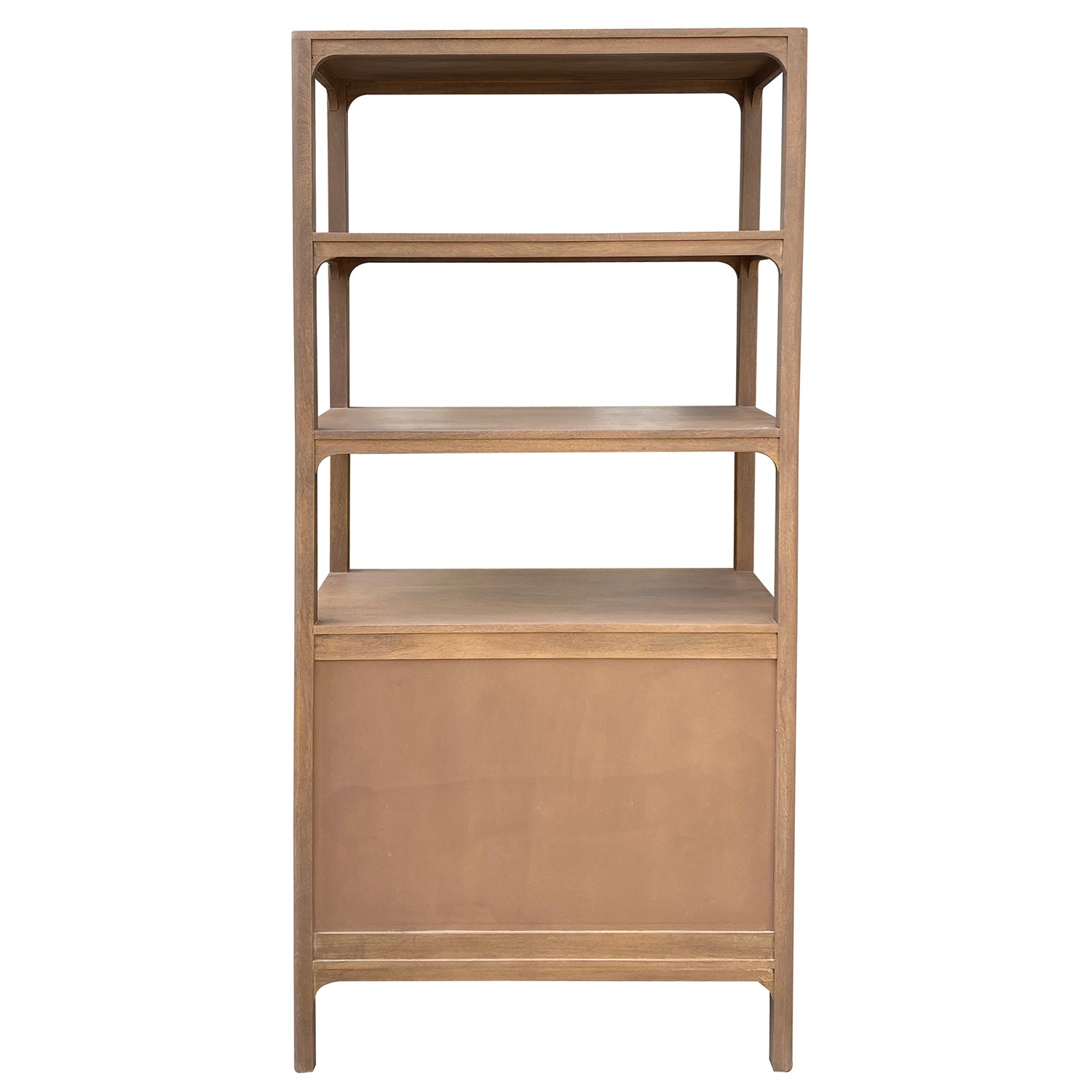 Estantería de la colección Artisa fabricado en madera de mango con puertas de piedra natural, patas altas y diseño contemporáneo. Disponible junto con mueble TV y estantería en dos acabados de armazón para crear un salón elegante y acogedor.