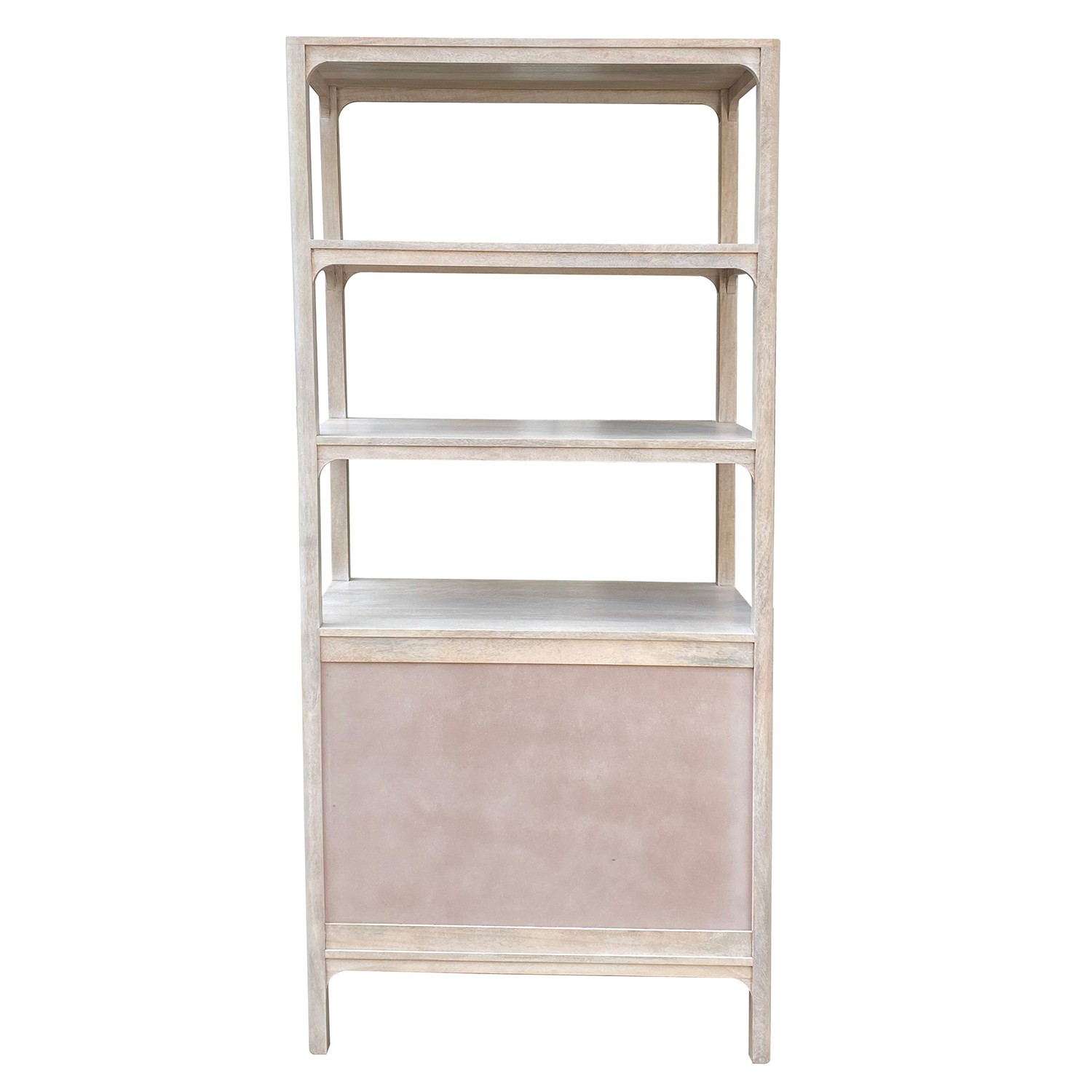 Estantería de la colección Artisa fabricado en madera de mango con puertas de piedra natural, patas altas y diseño contemporáneo. Disponible junto con mueble TV y estantería en dos acabados de armazón para crear un salón elegante y acogedor.