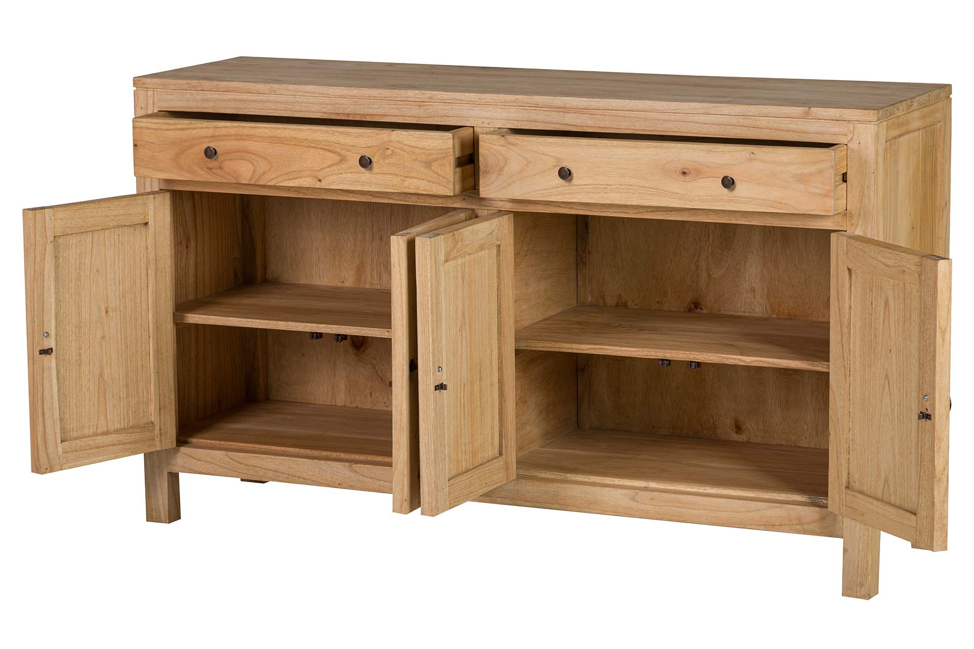 Aparador natural en madera con 4 puertas y 2 cajones