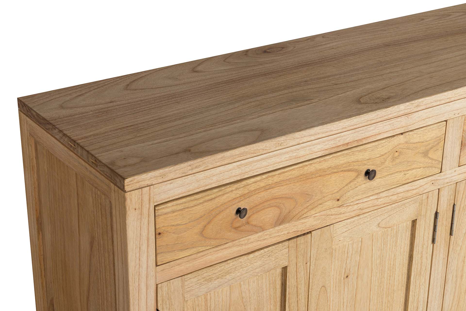 Aparador natural en madera con 4 puertas y 2 cajones