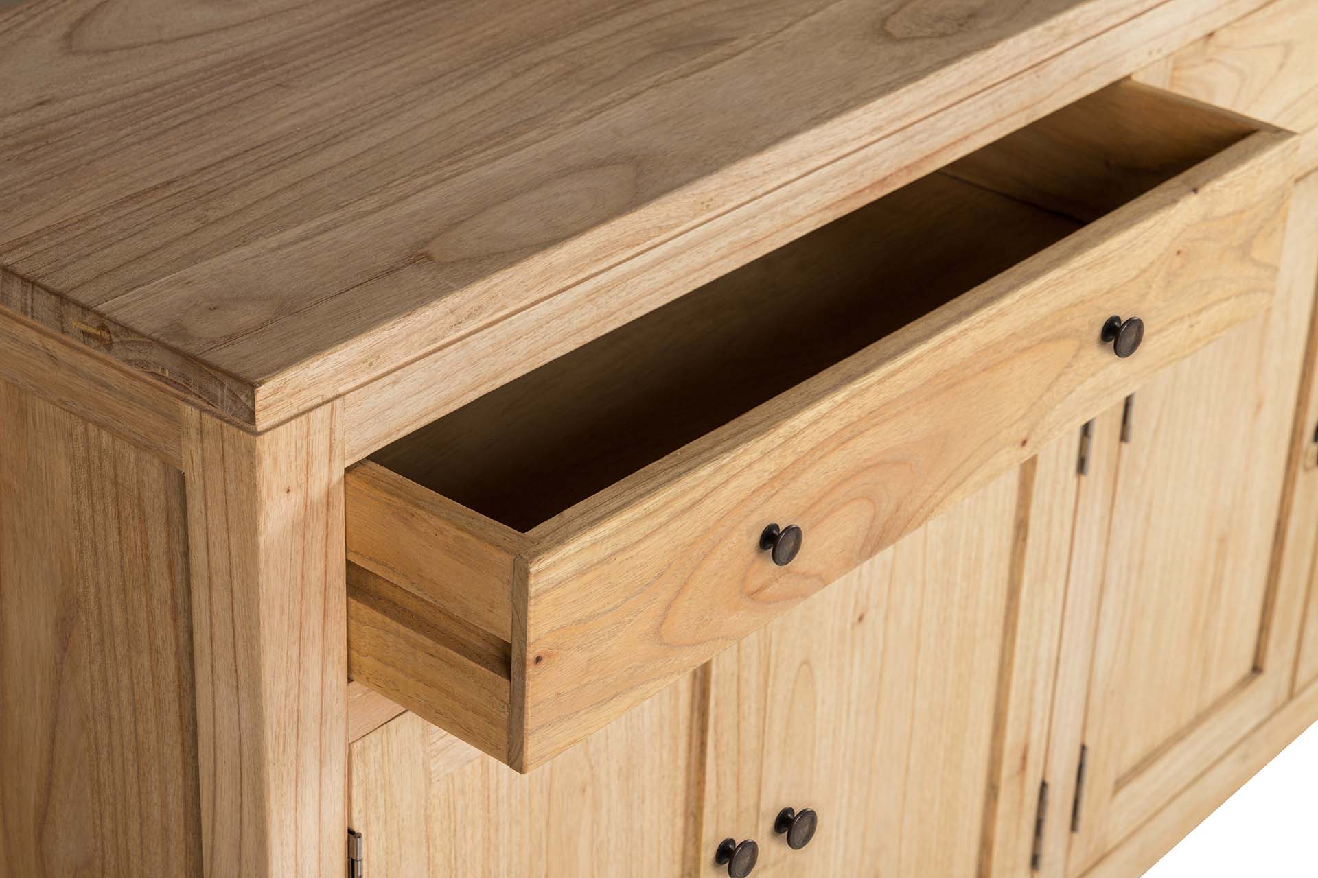 Aparador natural en madera con 4 puertas y 2 cajones