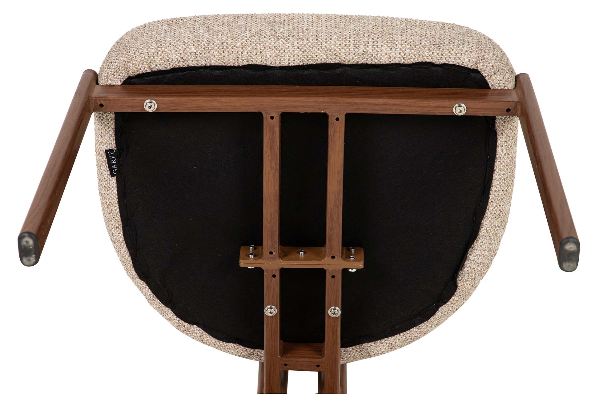 Silla de comedor con base metálica efecto nogal y tapizado