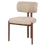 Silla de comedor con base metálica efecto nogal y tapizado