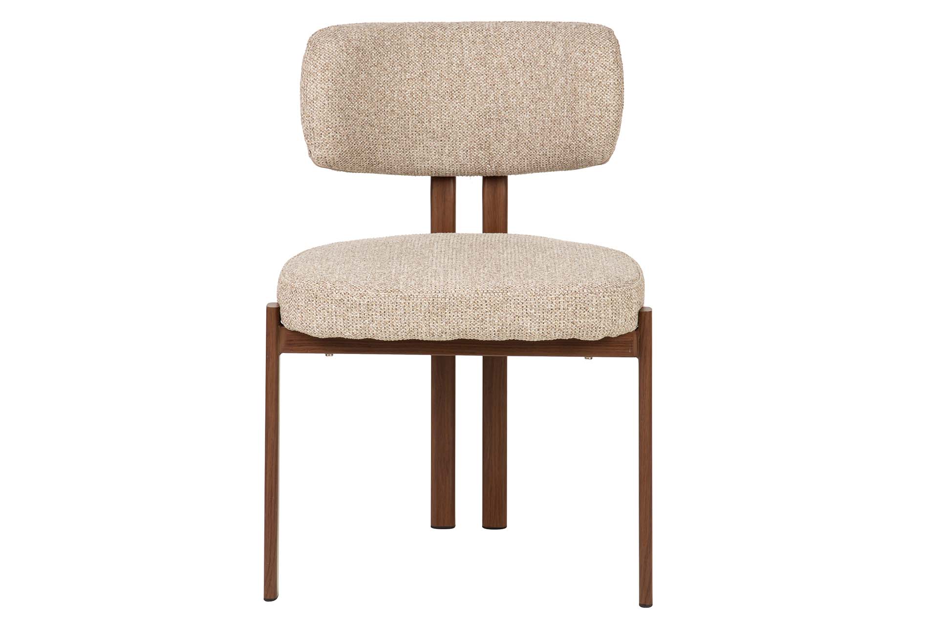Silla de comedor con base metálica efecto nogal y tapizado