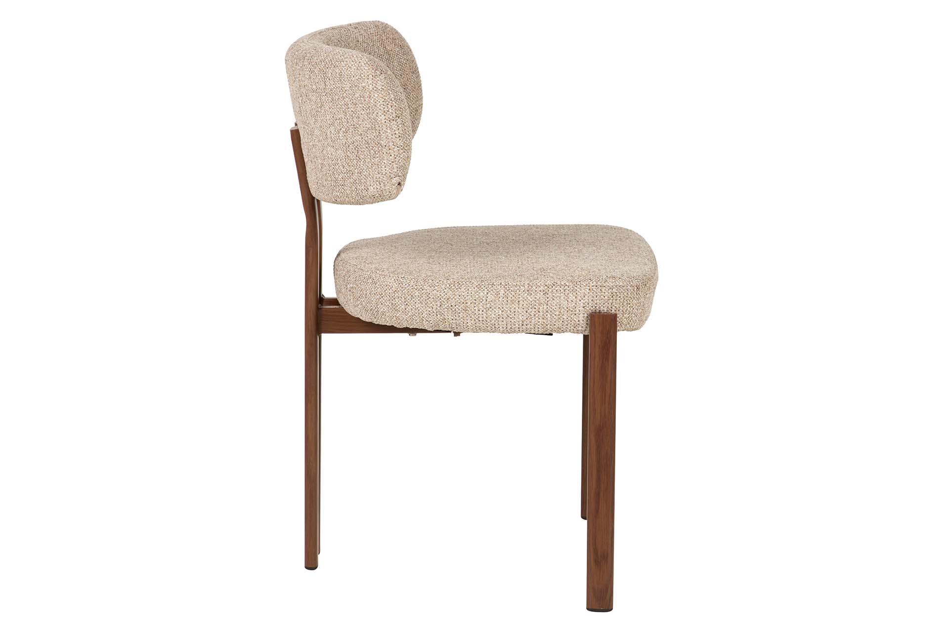 Silla de comedor con base metálica efecto nogal y tapizado