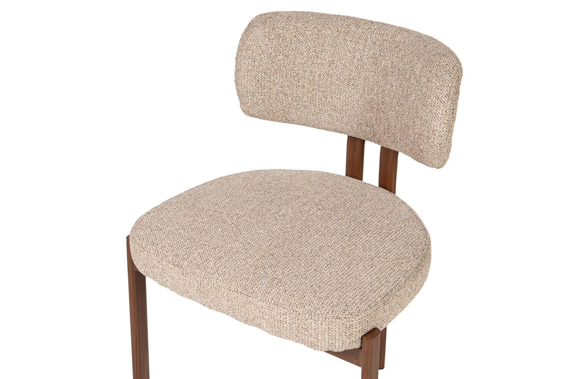 Silla de comedor con base metálica efecto nogal y tapizado