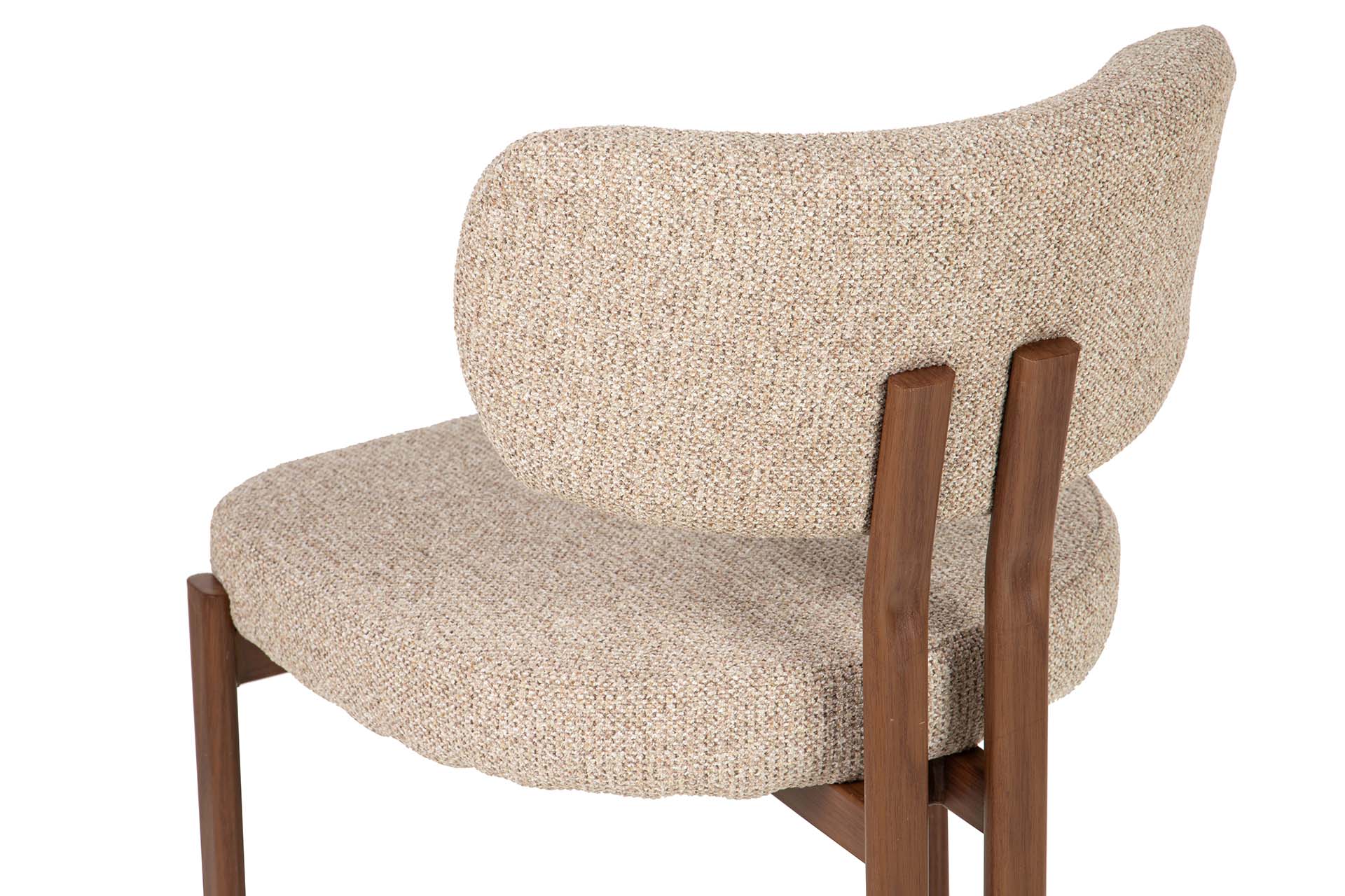 Silla de comedor con base metálica efecto nogal y tapizado