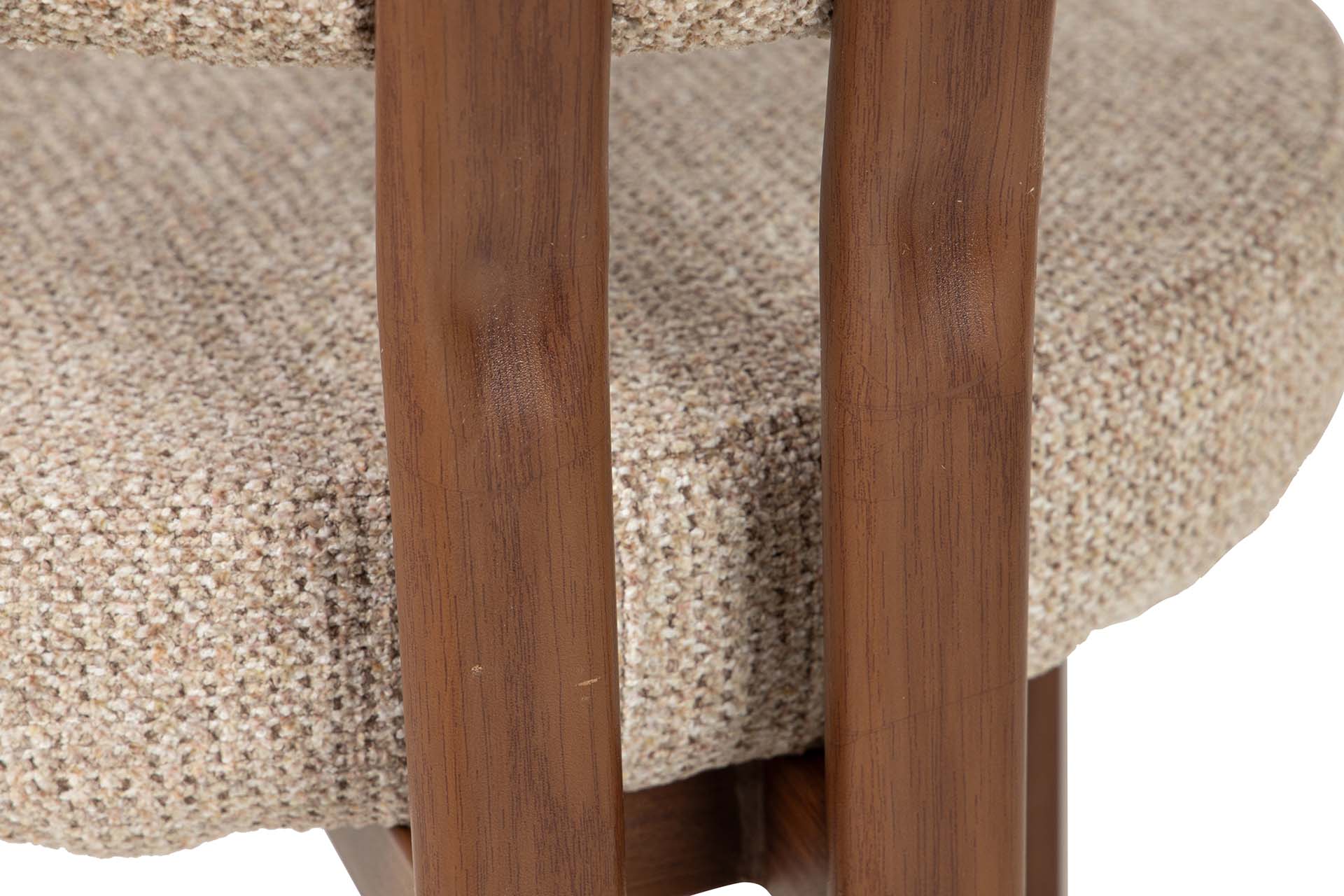 Silla de comedor con base metálica efecto nogal y tapizado